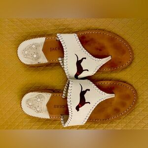 Jack Roger white chocolate lab embroidery sandals